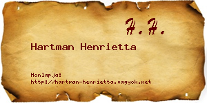 Hartman Henrietta névjegykártya